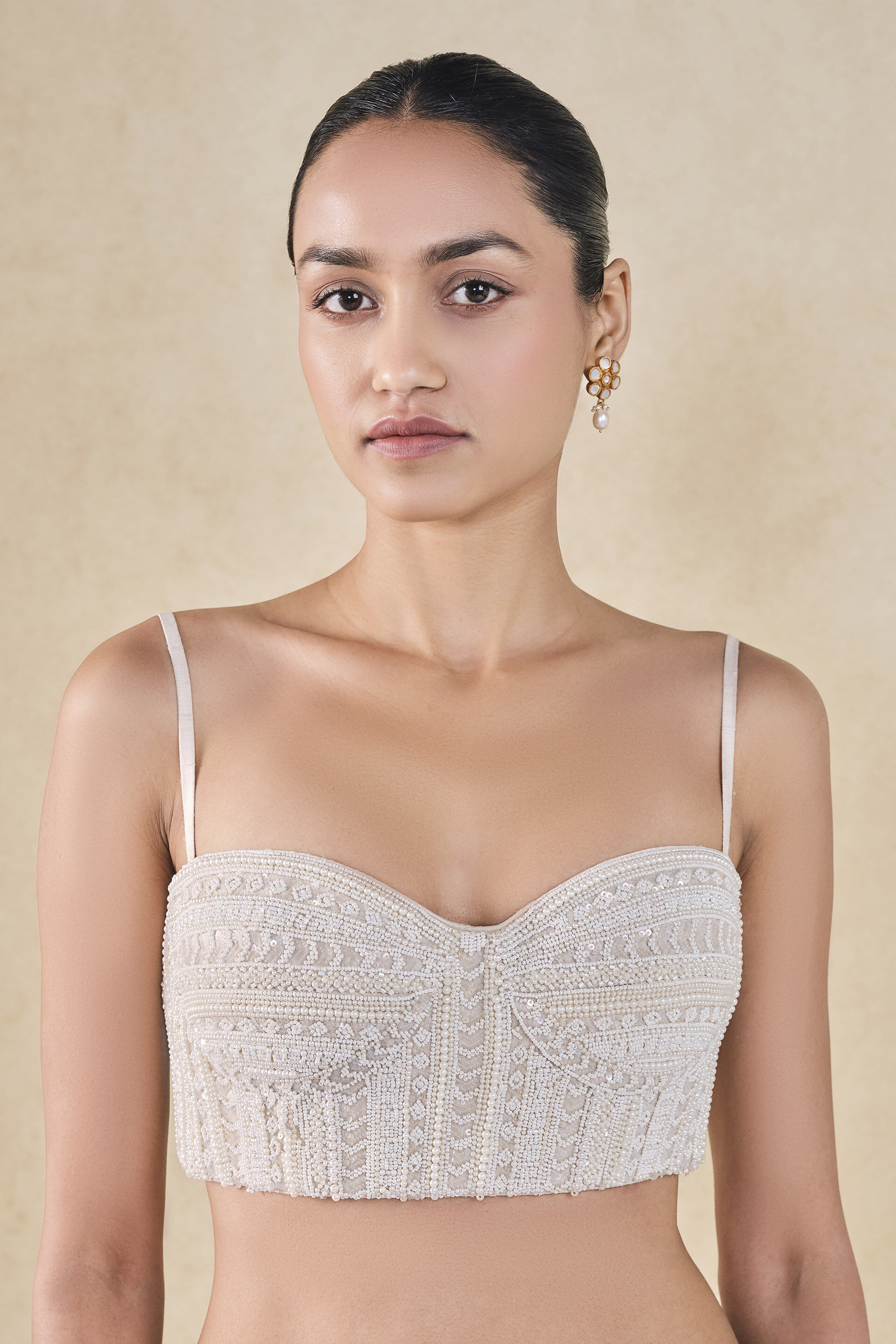 Bhama Embroidered Silk Choli - Ivory